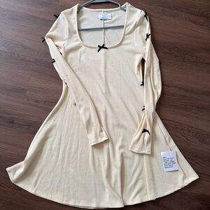 ASOS bow Elegant Cream Long-Sleeve Dress